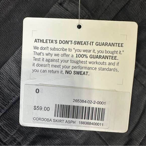 Athleta Cordoba Skirt Corduroy Grey Women’s Size XS Small 0 Grey Pleated Pockets - Picture 3 of 4